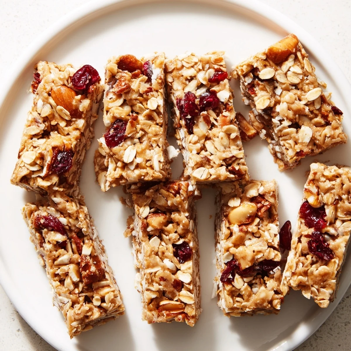 Chewy No-Bake Energy Bars studded with cranberries, offering a fantastic and healthy snack.