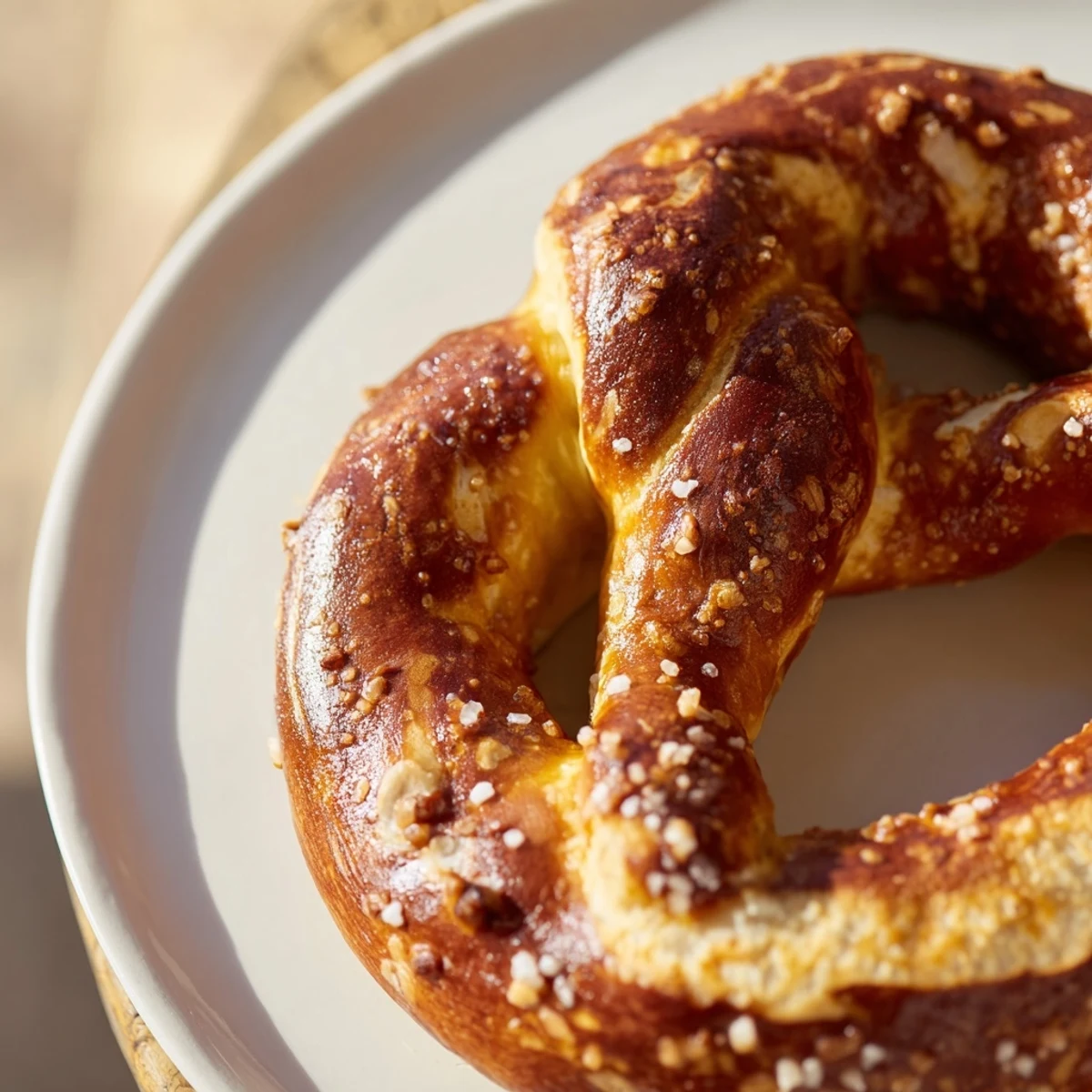 Warm, appetizing picture of homemade soft pretzels, fresh from the oven, offering a salty bite.