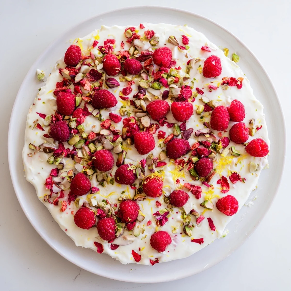 Creamy Frozen Yogurt Bark with red berries, a vibrant and refreshing frozen dessert ready to enjoy.