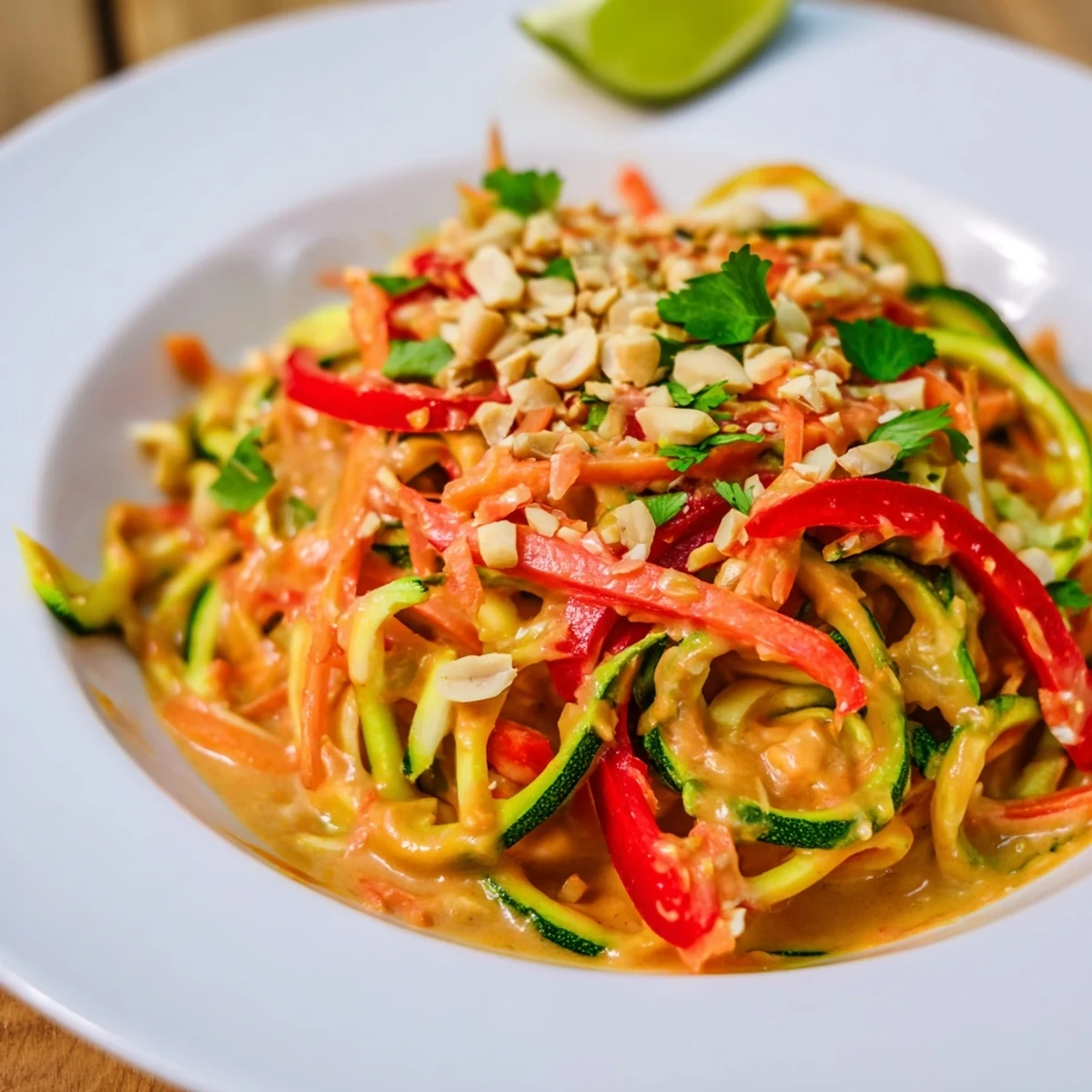 Enjoy delicious Zesty Peanut Zucchini Noodles, a light and healthy meal, ready in minutes.