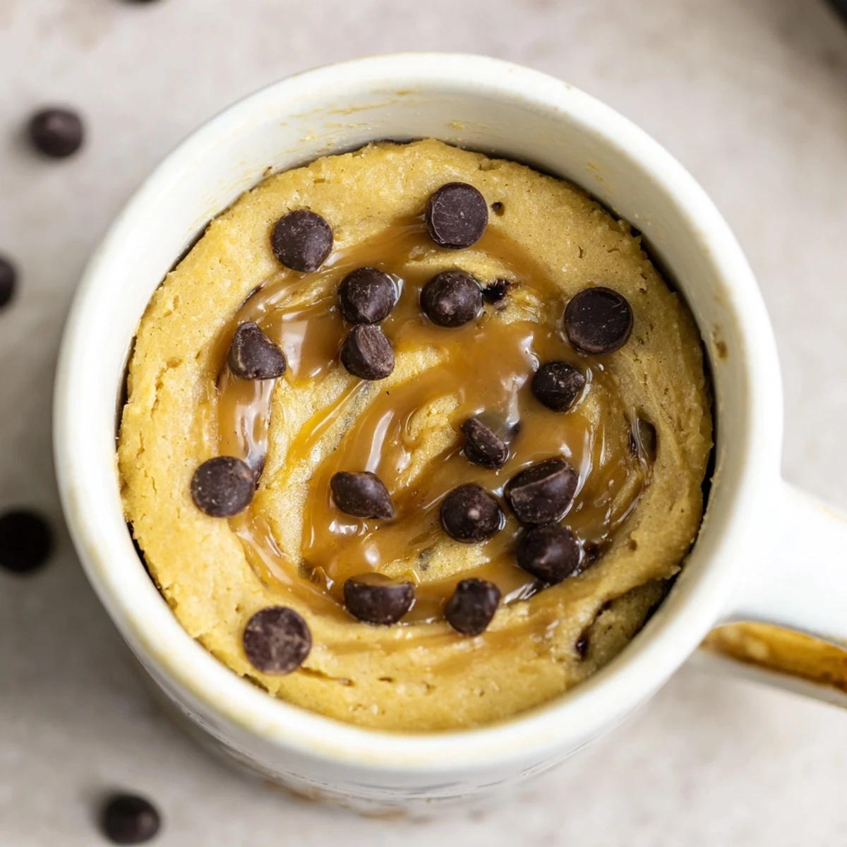 See a close-up image of a homemade 2-Minute Peanut Butter Mug Cake, ready to be enjoyed directly from the mug.