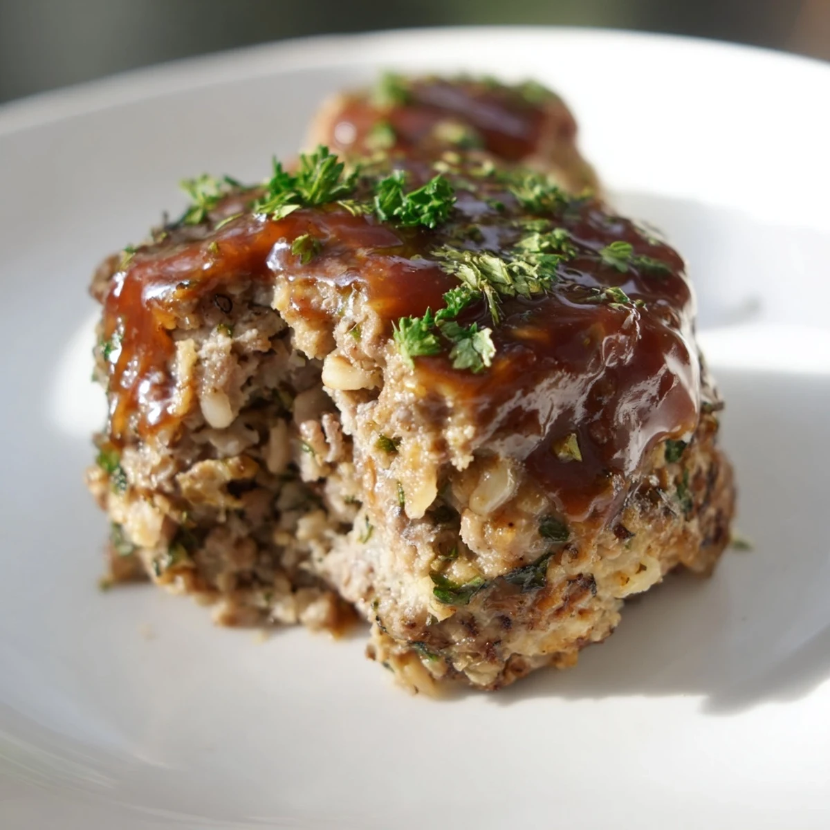 Golden-brown Mini Meatloaf Bites, just baked and glistening with a sweet, tangy glaze, ready to serve.