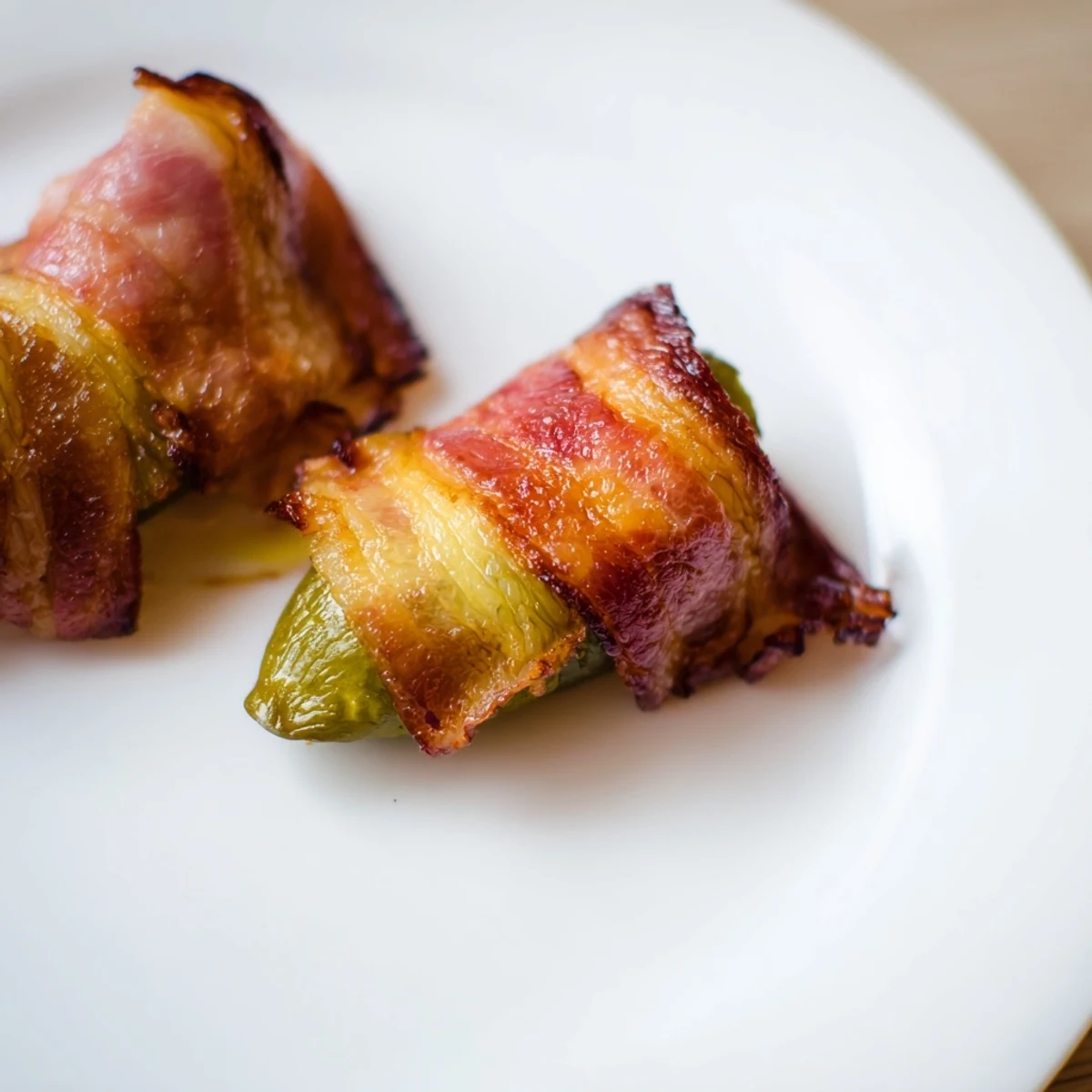 Crispy bacon-wrapped pickles, golden brown and glistening, served warm on a rustic platter for parties or game day.