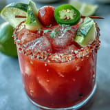 Refreshing, alcohol-free watermelon mocktail for festive occasions, garnished with lime and jalapeño.