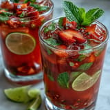 Refreshing Strawberry Chili Limeade Mocktail with fresh berries and a hint of spice.
