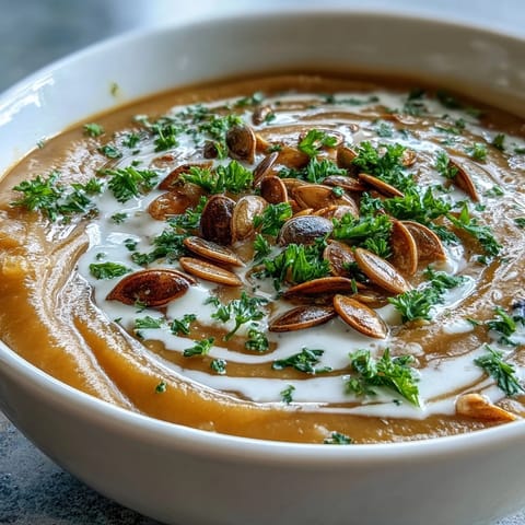 Creamy Roasted Broccoli and Butternut Squash Soup served alongside crusty bread for dipping.