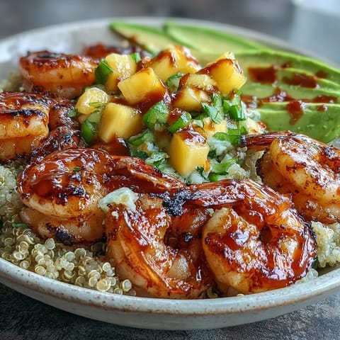 Fresh Shrimp and Creamy Avocado Bowls with Zesty Mango Salsa and Lime Chili Sauce