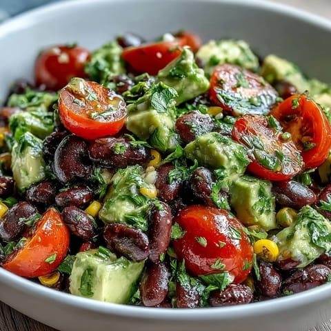 Healthy Mexican-inspired Black Bean and Veggie Bowl loaded with corn, black beans, and cilantro garnish.