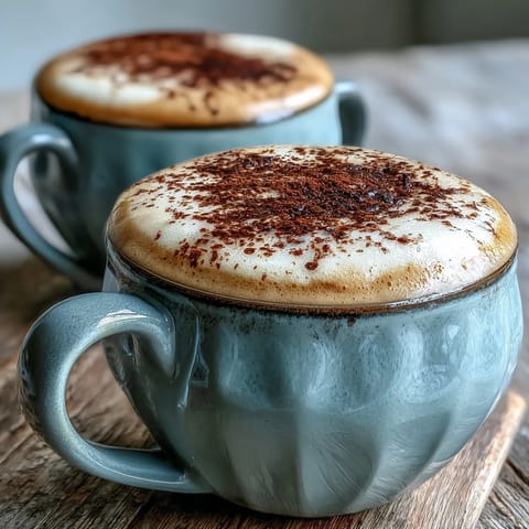Creamy hot hojicha latte topped with frothy foam in a rustic mug, beside roasted tea powder and a honey dipper.