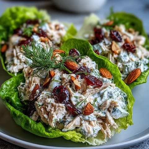 Creamy Greek Yogurt Chicken Salad Lettuce Wraps featuring crunchy celery, red onion, and tender chicken in refreshing butter lettuce.