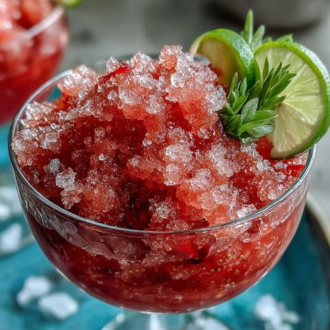 A vibrant glass of light strawberry daiquiri slushies, blended with fresh strawberries and lime for a refreshing summer cocktail.