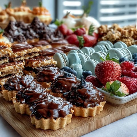 A colorful grad party dessert board with mini treats and cake slices for festive sharing.
