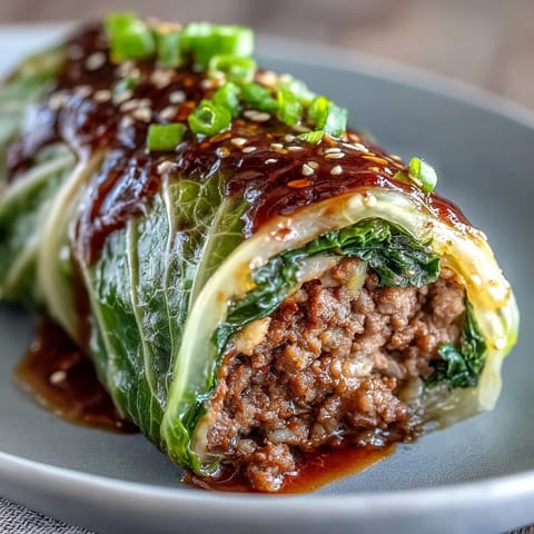 Plump Korean Cabbage Rolls showcase tender leaves and a flavorful spicy filling.