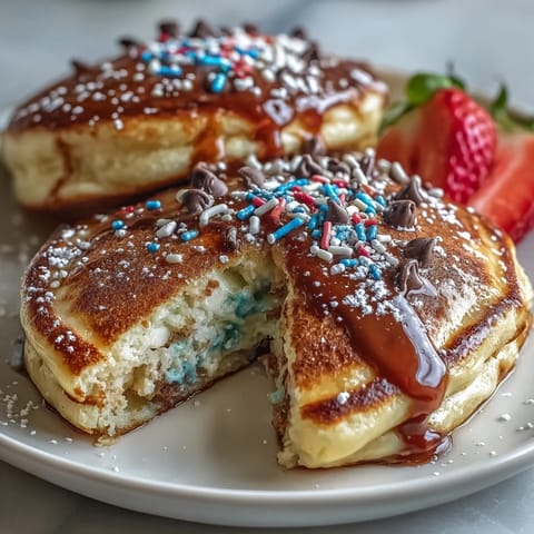 Fluffy, decorated Easter Egg Pancakes ready to be topped with sweet glazes.