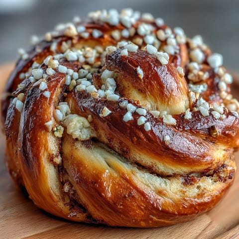Golden brown Swedish cardamom buns dusted with sparkling pearl sugar, inviting fika.