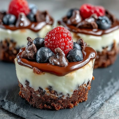 Mini Cheesecake Bites with Oreo Crust: Rich, creamy desserts on a chocolatey crumb base.