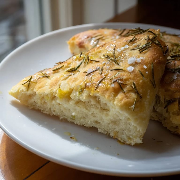 Close-up of a rustic Yeast-Free Garlic and Rosemary Bannock Bread, showcasing herbs baked into soft bread.