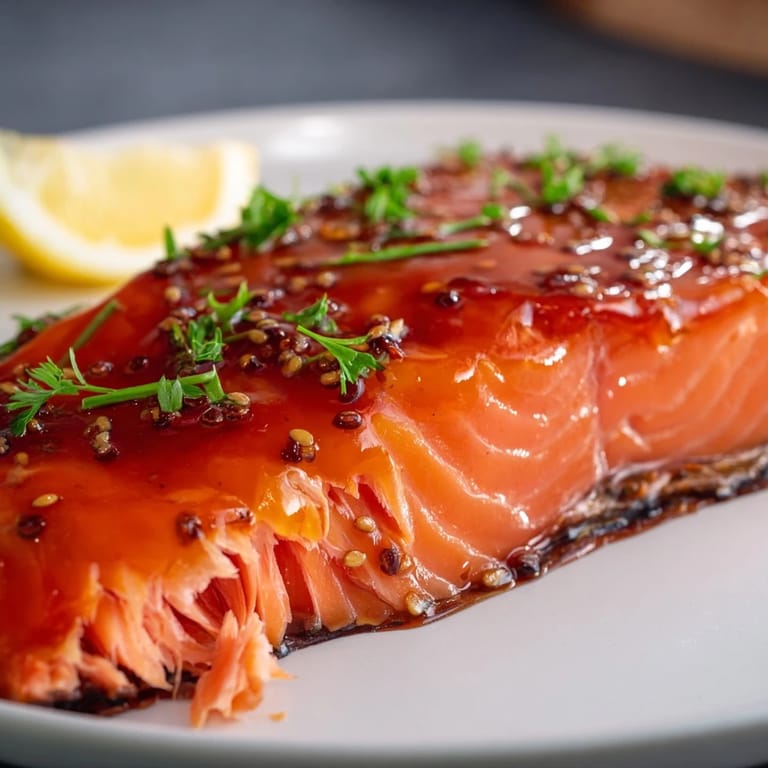 Tender, flaky honey mustard glazed salmon, a quick weeknight supper with tangy, vibrant flavors.