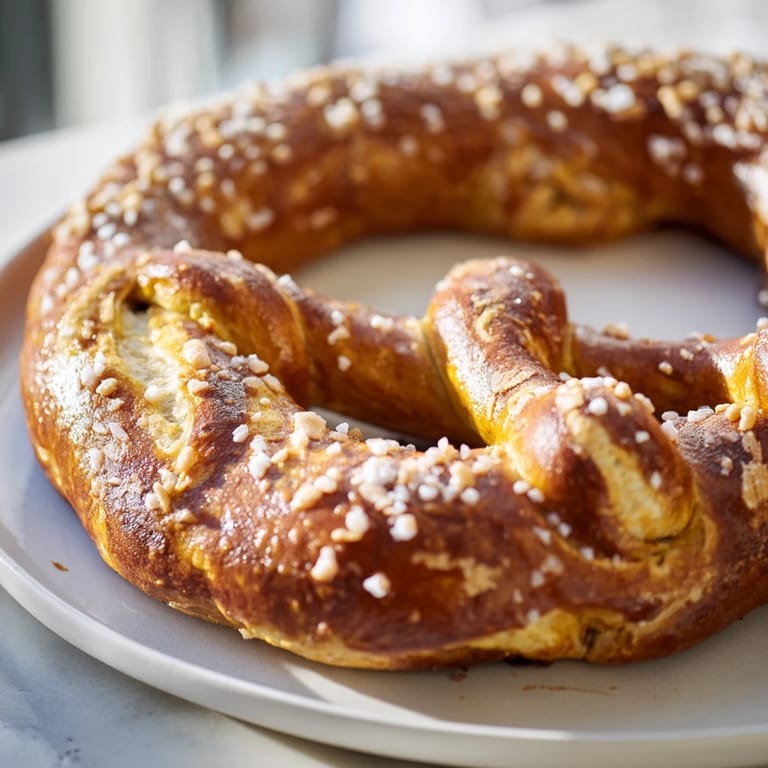 A close-up view of beautifully baked homemade soft pretzels with a satisfying, chewy texture.