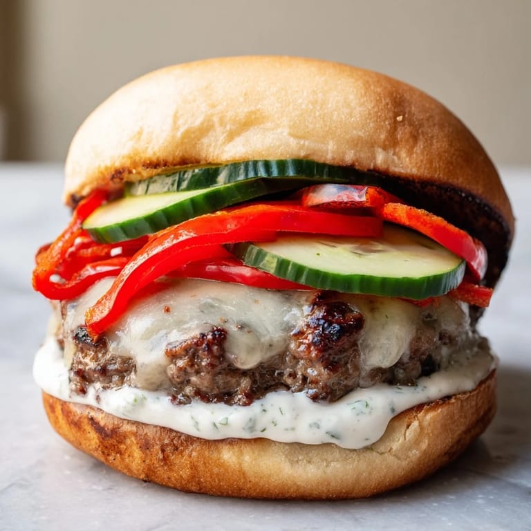 A delicious Fire & Ice Burger, spicy and cool, ready to be enjoyed with a crisp beer.