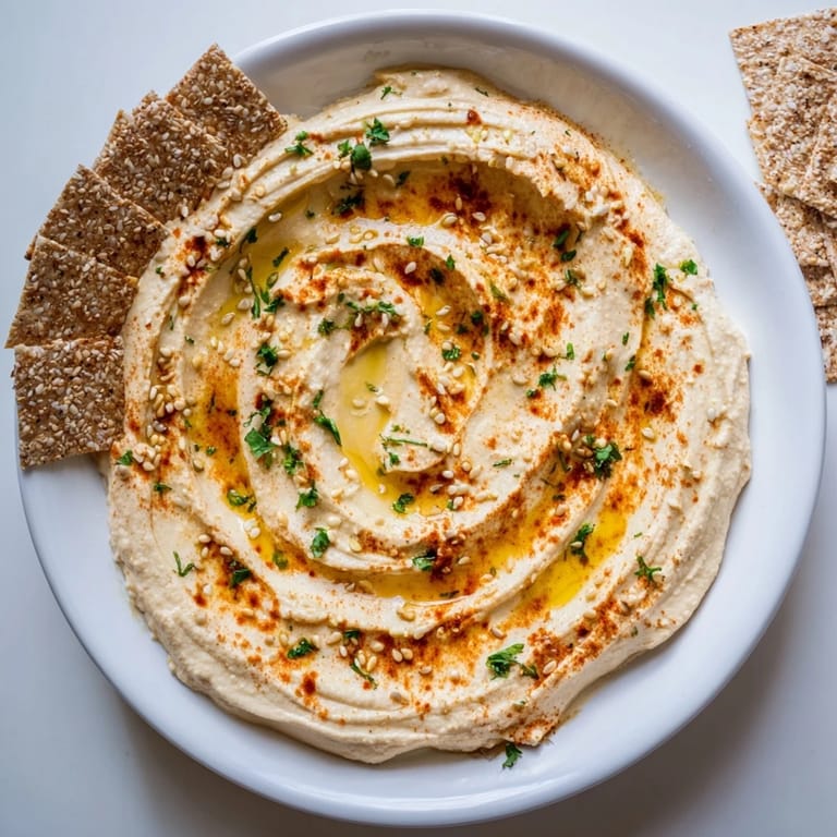 Beautifully arranged Sandstone Canyon made with layered hummus and crackers; imagine the delicious textures and flavors.