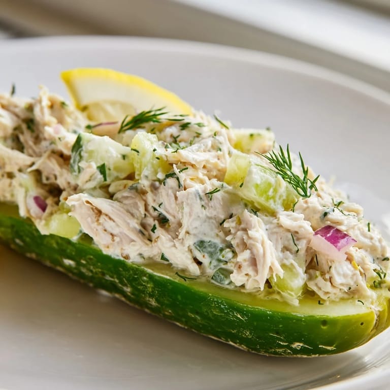 Close-up of a delightful pickle sandwich, showcasing creamy chicken salad and crisp lettuce.