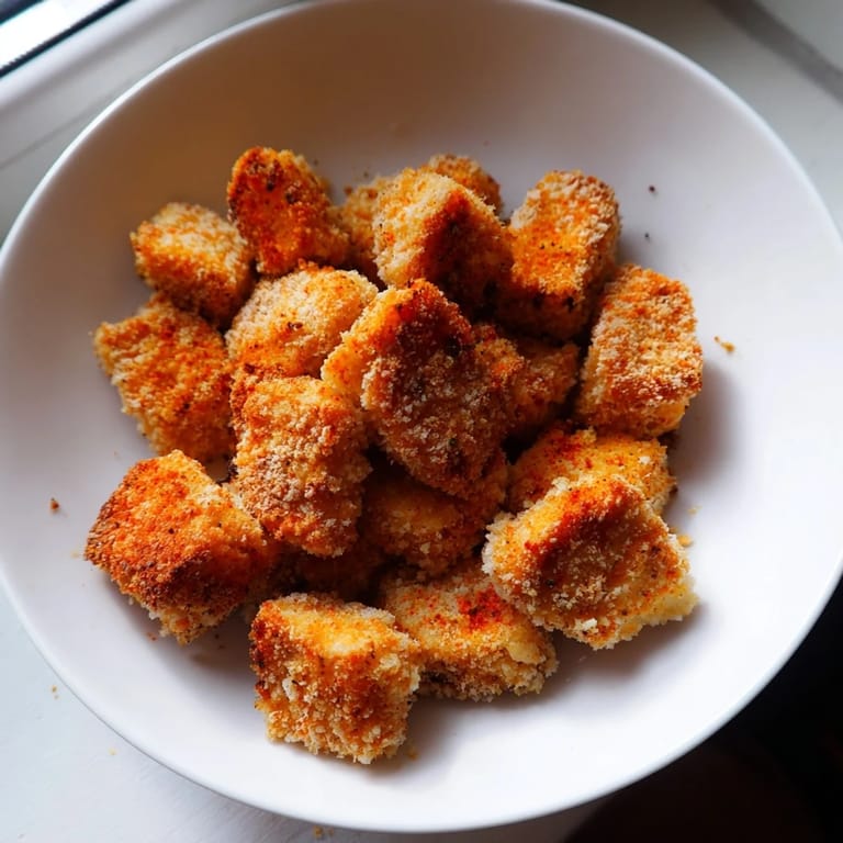 Succulent Air Fryer Un-Fried Chicken Nuggets, boasting a delicious, crunchy panko breadcrumb coating.