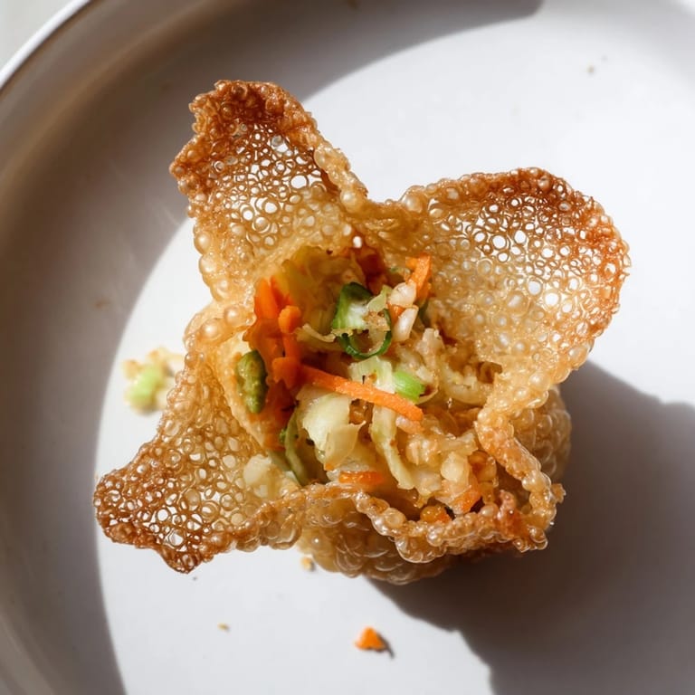 Close-up of freshly cooked Crispy Rice Paper Dumplings, ready to be enjoyed as a tasty appetizer.