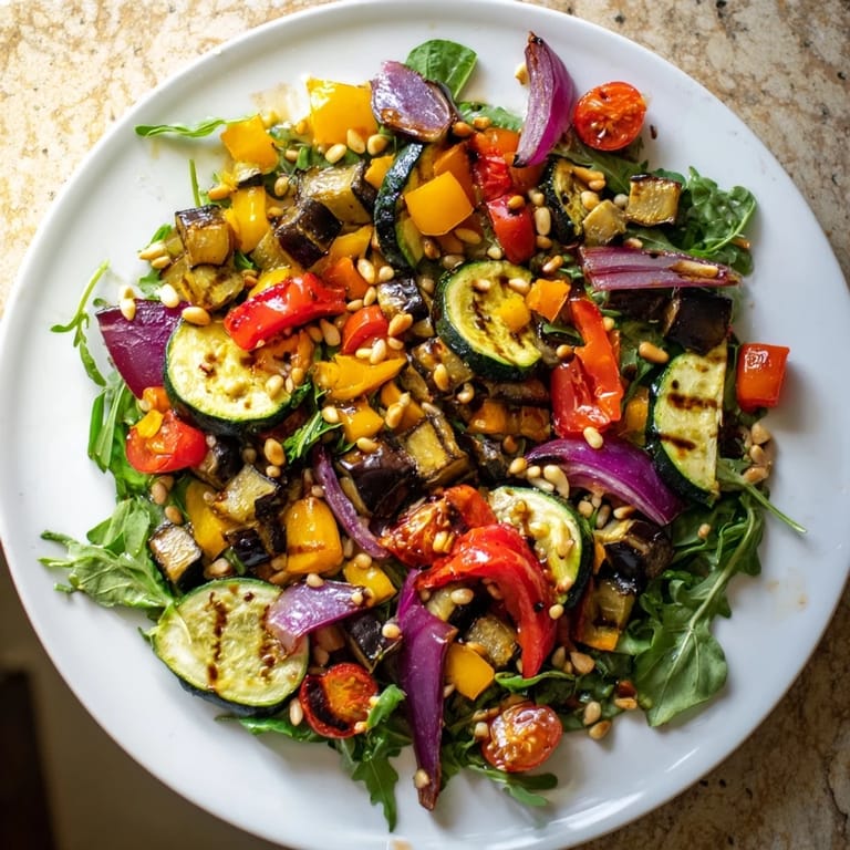 This hearty roasted vegetable salad features tender, caramelized vegetables perfect for a light meal.