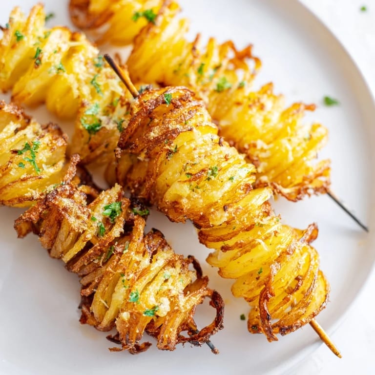 Savory Tornado Potatoes, skewered and roasted, are a delicious vegetarian snack, perfect for a party.