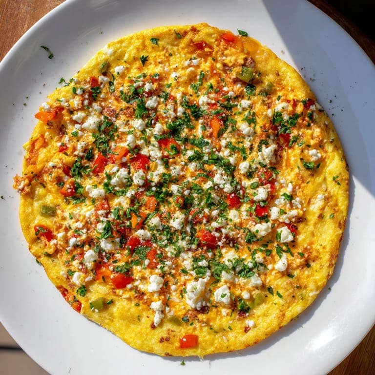 Savory Turkish Menemen Eggs Pizza, a fusion of crust and vibrant tomato, pepper, and egg topping, ready to eat!