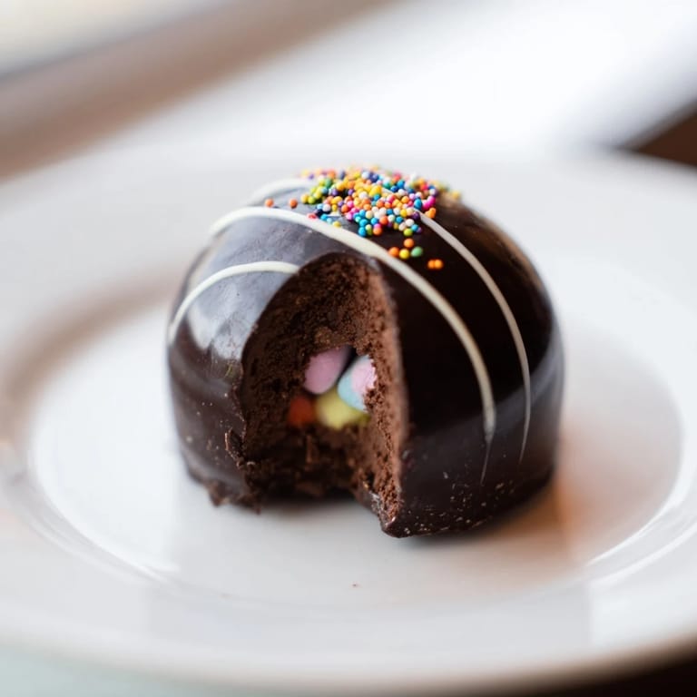 Stirring a Hot Chocolate Bomb into steaming milk creates a creamy, indulgent drink.