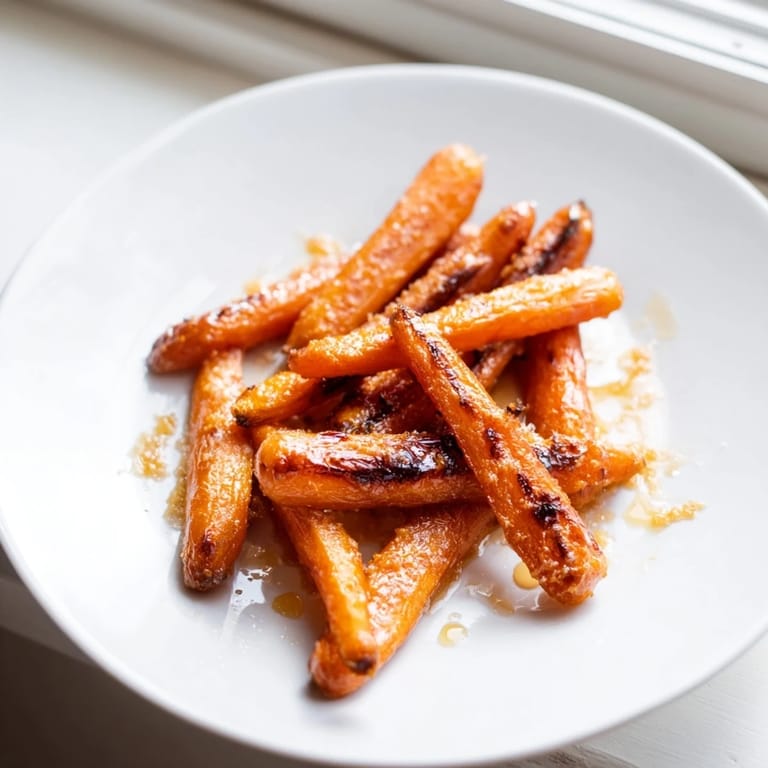 Golden-brown Parmesan baby carrot chips on a baking sheet, ready for snacking or as a roasted vegetable side.