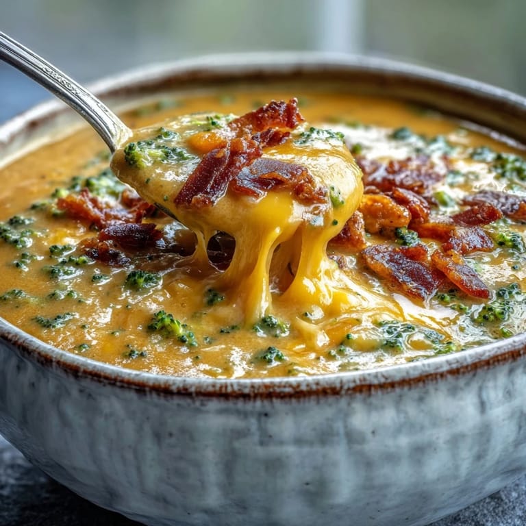 Close-up of rich, velvety butternut squash broccoli cheddar soup in a rustic bowl, steam rising from the golden cheddar and vegetable puree.