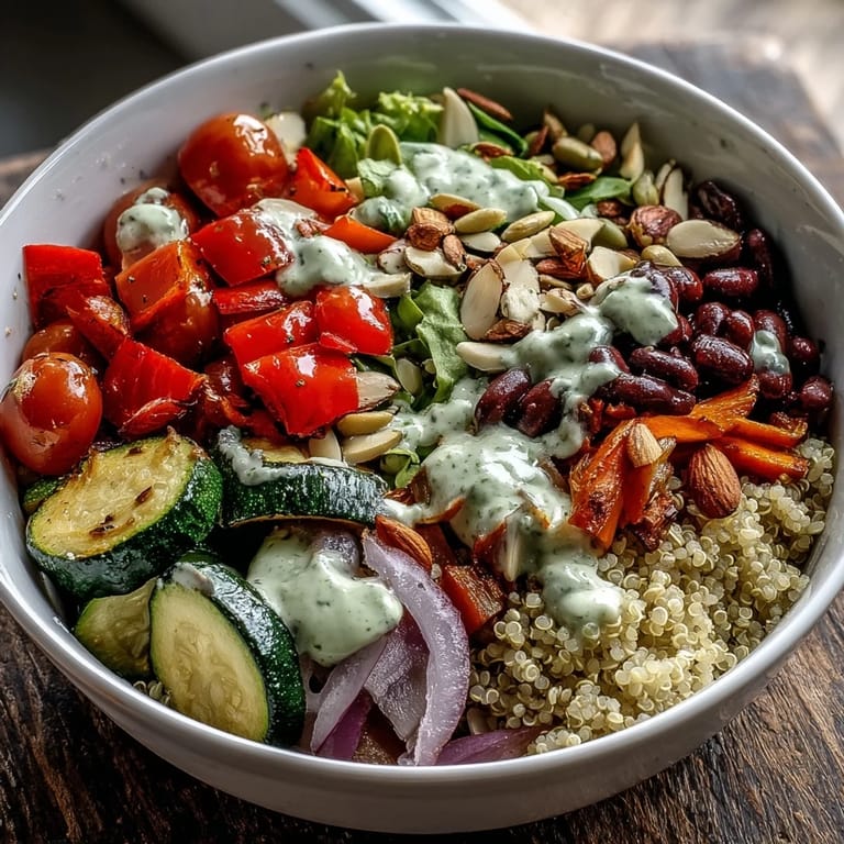Healthy vegetarian Veggie and Quinoa Power Bowl served with colorful carrots, bell peppers, and chickpeas for a nourishing lunch.