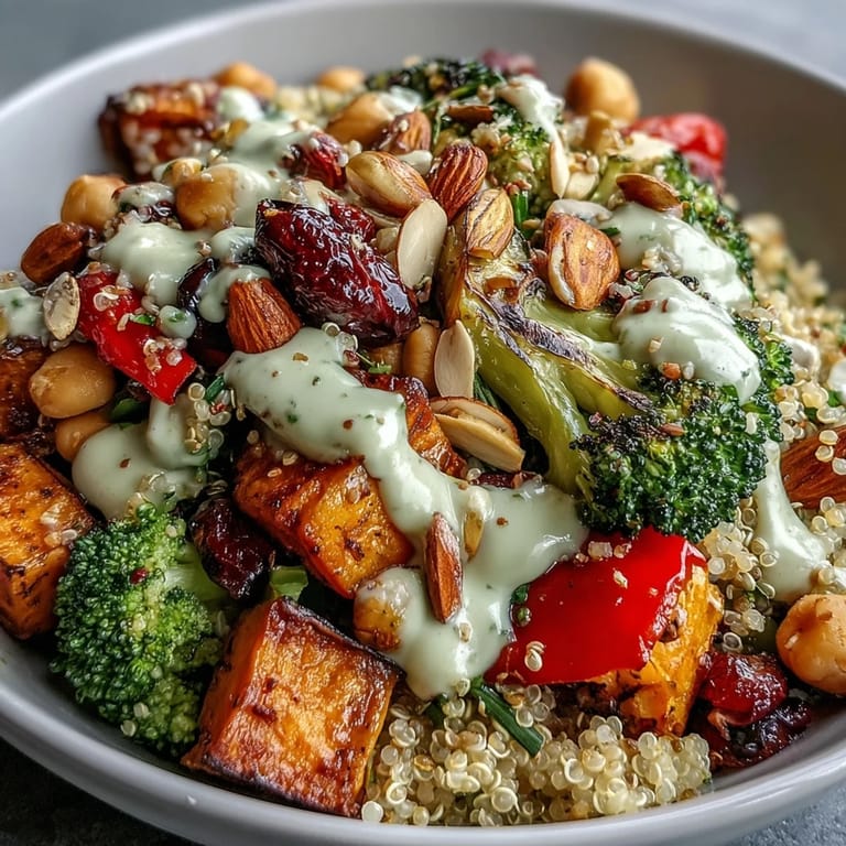 Healthy Meal Prep Week-Long Power Bowl featuring quinoa, beans, and creamy tahini dressing in glass containers.