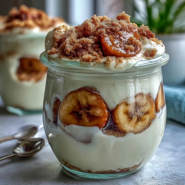 Healthy Protein Banana Pudding dessert served chilled in a clear glass with crushed vanilla wafers.
