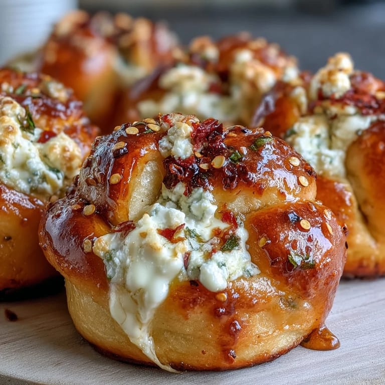 Warm Hot Honey Ricotta Stuffed Garlic Knots on a plate next to a fresh salad.