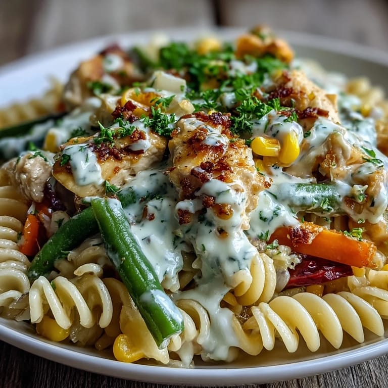 Steaming Creamy Ranch Turkey & Veggie Skillet in a rustic skillet, garnished with fresh parsley, showcasing a hearty and colorful weeknight dinner perfect for family-style serving.
