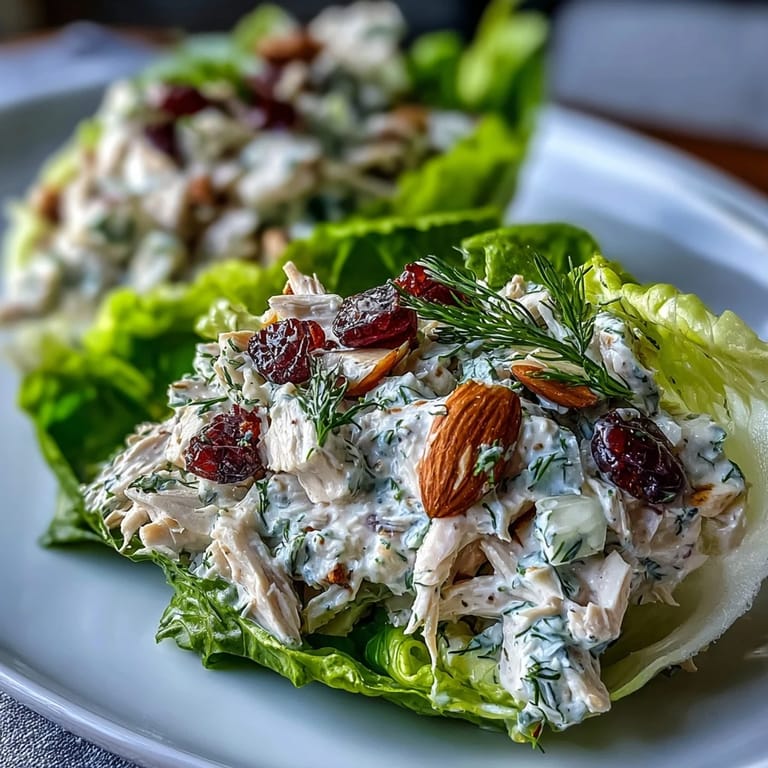 Light and protein-packed Greek Yogurt Chicken Salad Lettuce Wraps with cucumber, herbs, and grapes, perfect for a quick healthy meal.