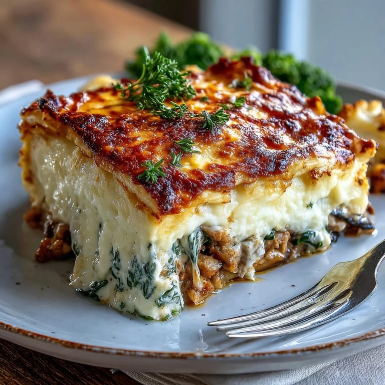 Wholesome Turkey Shepherds Pie featuring creamy cauliflower mash over a rich, herb-infused turkey and vegetable base.  