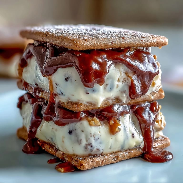 Coffee-infused cookies sandwich velvety vanilla bean ice cream in this frozen dessert inspired by café favorites.