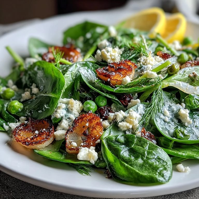 Fresh spring greens tossed with vibrant radishes and sweet peas, drizzled in tangy lemon vinaigrette for a refreshing salad.