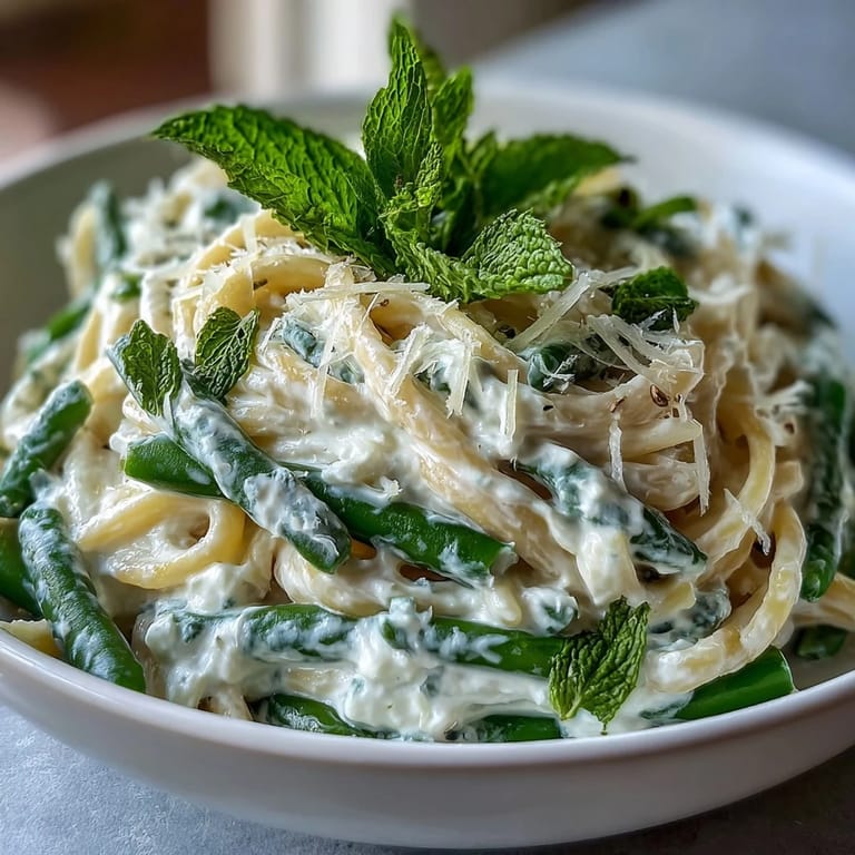 Bright green peas and creamy ricotta cheese tossed with pasta, topped with fresh mint and lemon zest for a light, vegetarian spring meal.