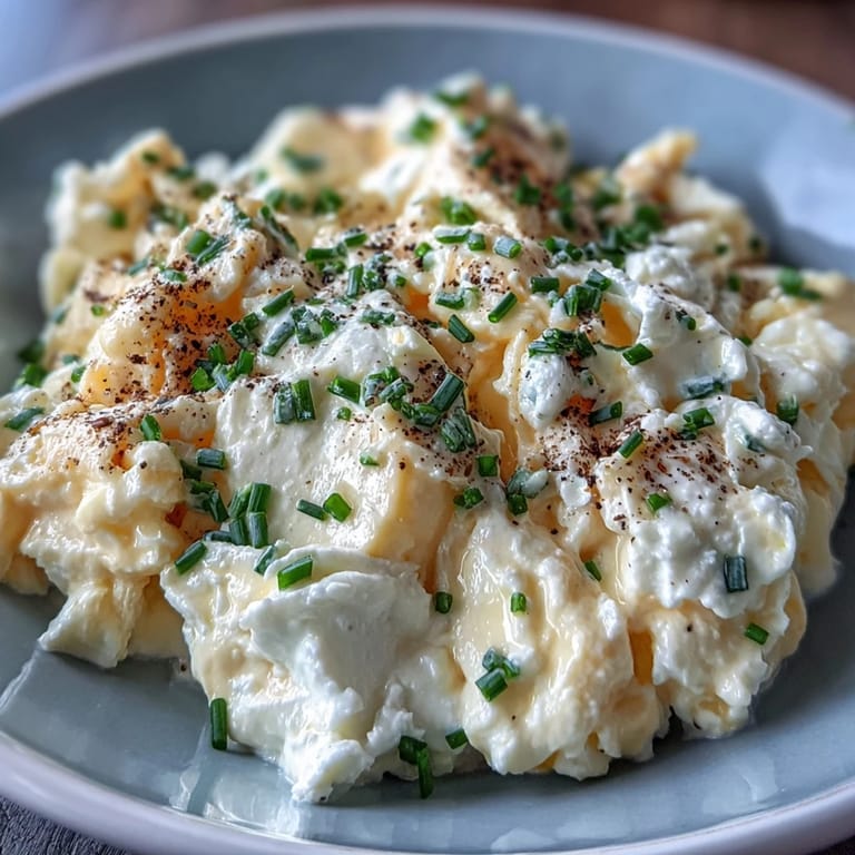 Deliciously soft Protein-Packed Cottage Cheese Scrambled Eggs, perfect for a quick brunch.