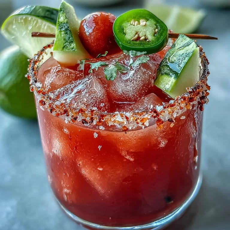 Refreshing, alcohol-free watermelon mocktail for festive occasions, garnished with lime and jalapeño.