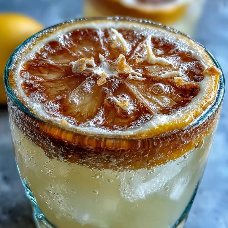 Golden homemade Sparkling Fermented Lemonade poured over ice, ready for refreshment.