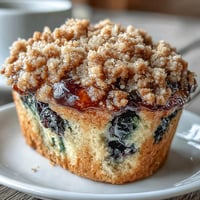 1. Lemon blueberry sourdough crumb muffins with golden tops and juicy berry bursts, perfect for breakfast or a sweet snack.  