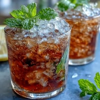 Mini mint julep mocktail in a silver cup, garnished with fresh mint and lemon, served with crushed ice for a refreshing Derby celebration.