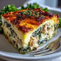 Hearty Turkey Shepherds Pie with golden cauliflower-potato mash and savory ground turkey filling.  